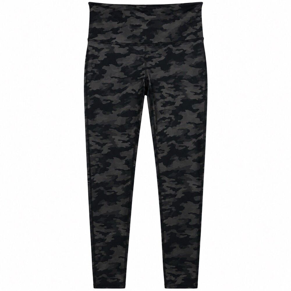 Spanx Women’s Large Black Camo Leggings High Rise Shaping Compression Stretch
